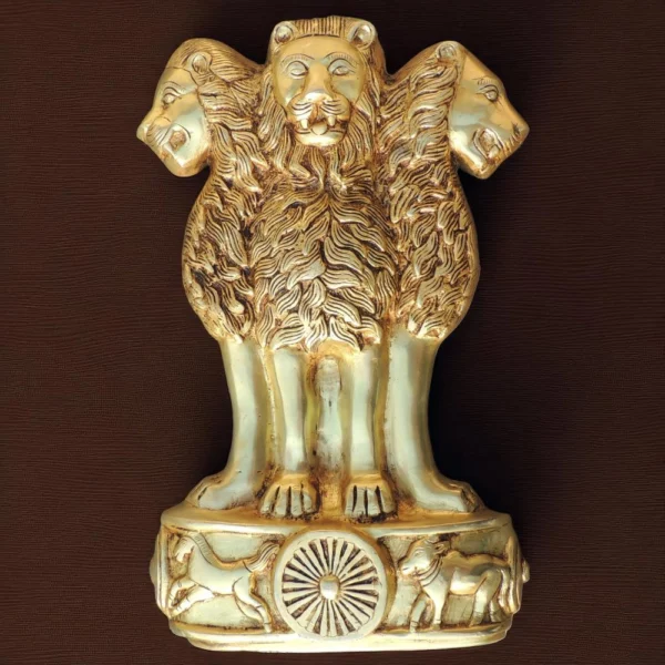 Ashoka Pillar (Ashok Stambh) Statue in Brass (Lath), 16.5 inch, brass, Vedikcraft Moradabad