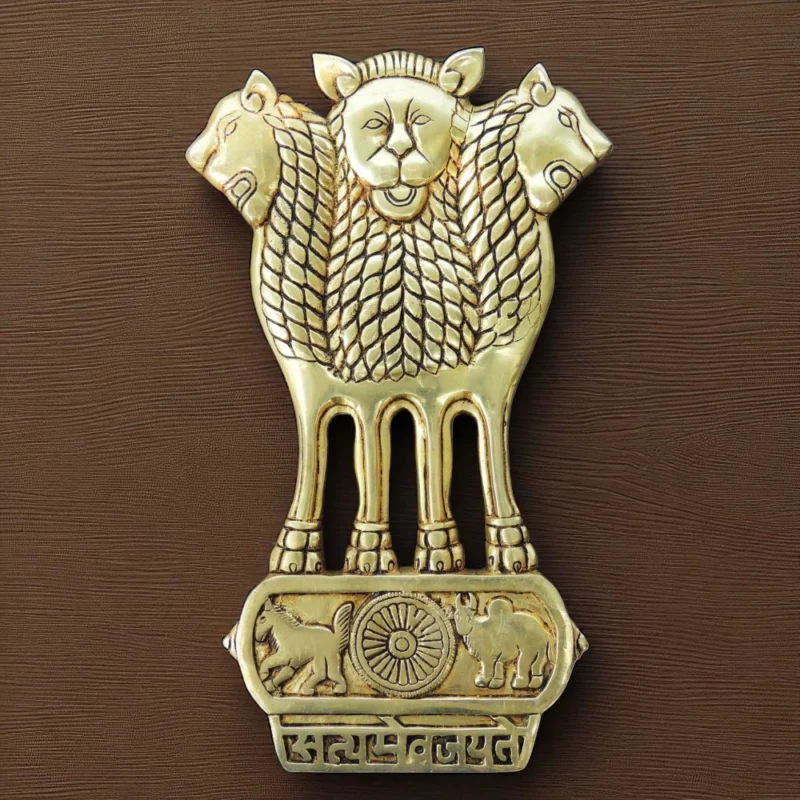 Ashoka Pillar (Ashok Stambh) Statue in Brass (Lath), 14 inch, 2.58 kg – for Office Desk