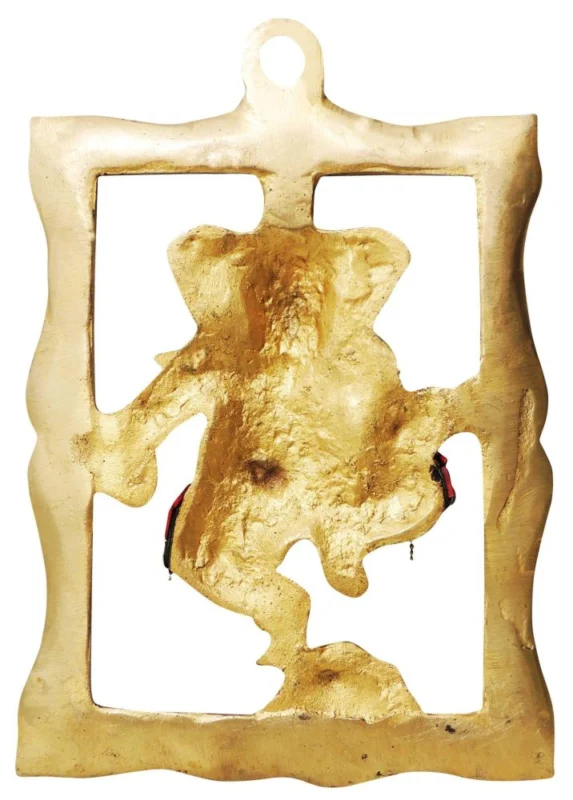 Brass Wall Hanging Ganesh (Coral), 6 inch