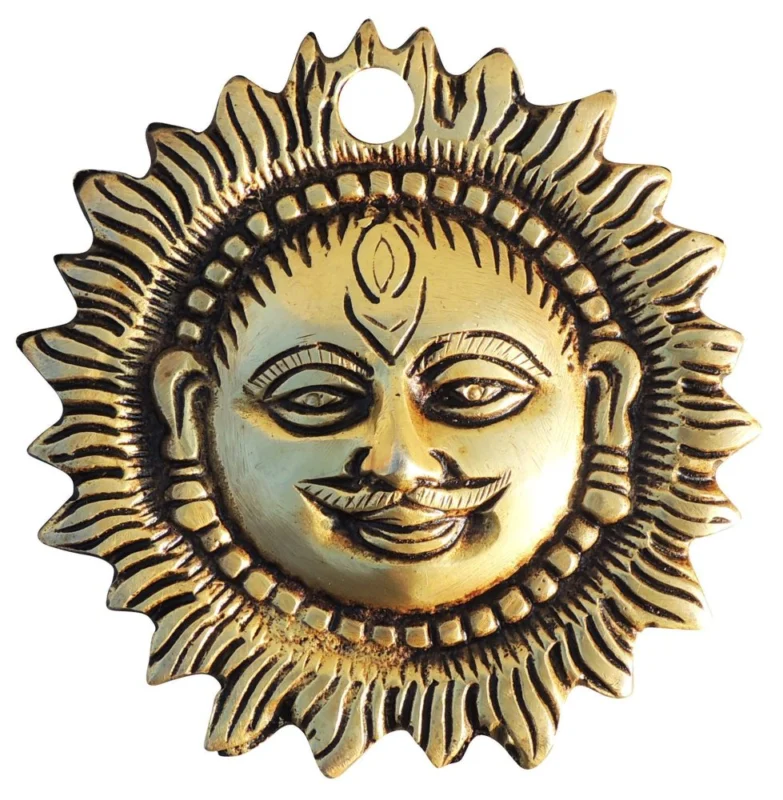 Brass Wall Hanging Sun, 3.6 inch