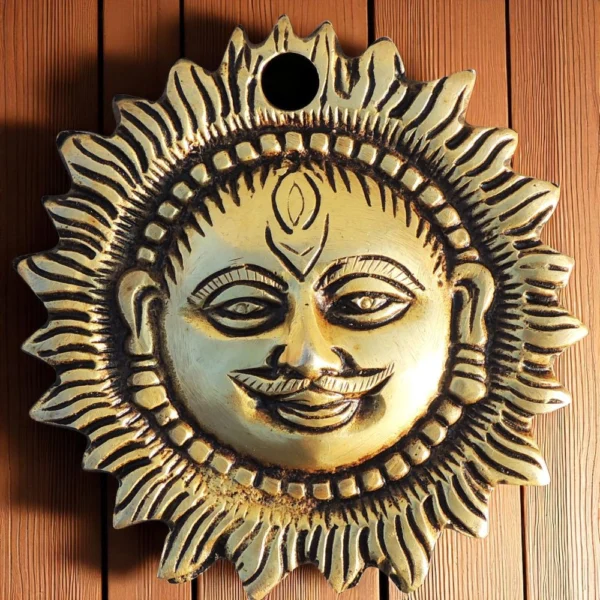 Brass Wall Hanging Sun, 3.6 inch, brass, Vedikcraft Moradabad