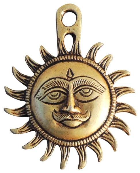Brass Wall Hanging Sun, 3 inch, brass, Vedikcraft Moradabad