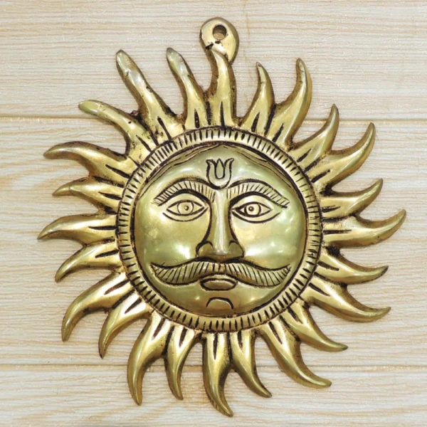 Brass Wall Hanging Sun, 7 inch, 640 g, brass, Vedikcraft Moradabad
