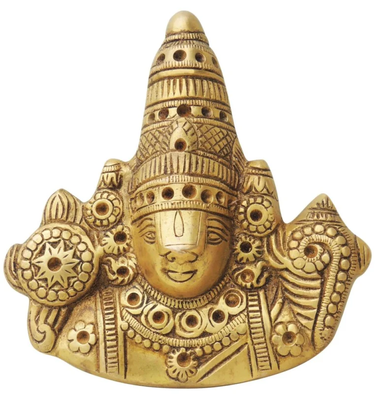 Tirupati Balaji Idol in Brass, Wall Hanging (Bala), 7 inch – for Home Mandir