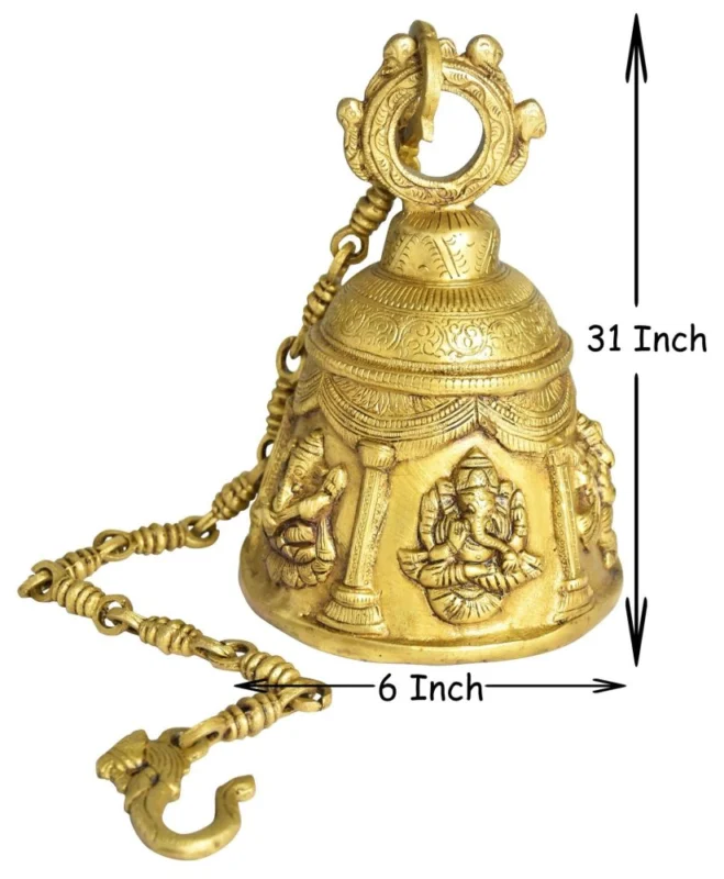 Brass Hanging Temple Bell (Ghanti), 31 inch