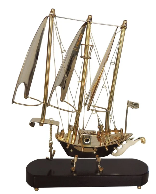 Brass & Wooden Home Ship, 13.5 inch