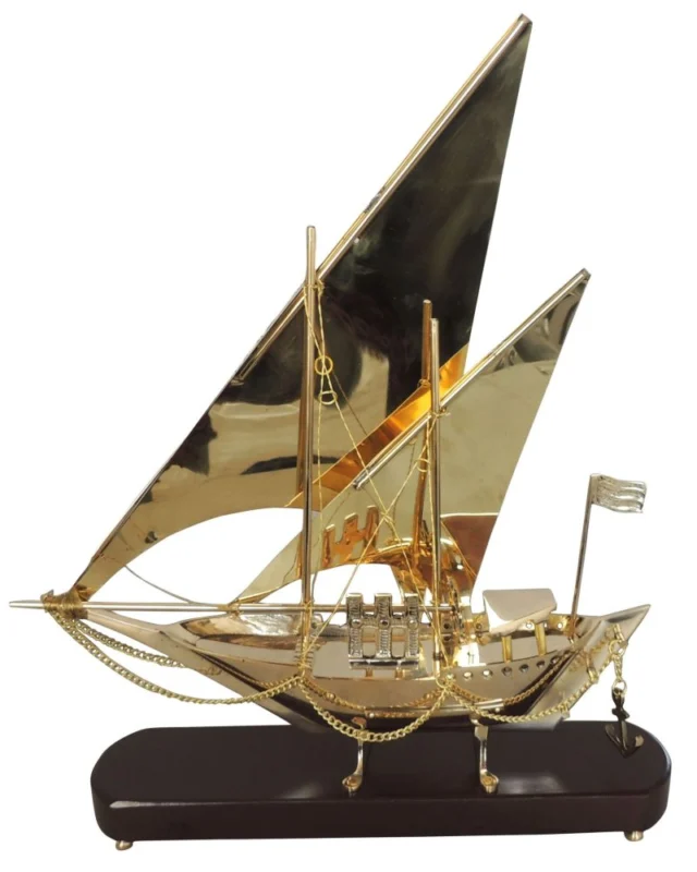 Brass & Wooden Home Ship, 17.5 inch