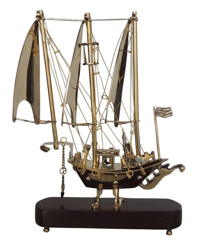 Brass & Wooden Home Ship, 12 inch