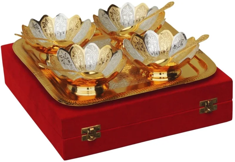 Silver Plated Brass Bowl (Brass9 Tone), 5 inch (MN 15)