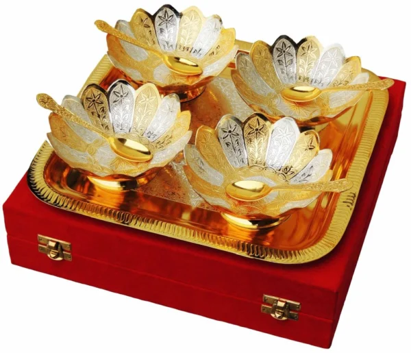 Silver Plated Brass Bowl (Brass9 Tone), 5 inch, Vedikcraft Moradabad