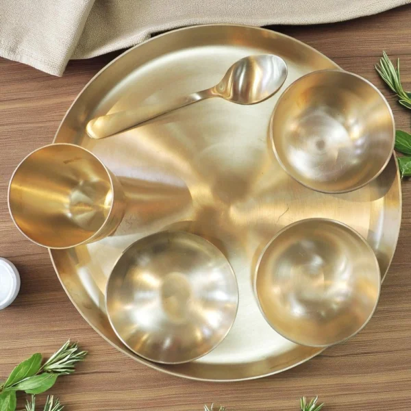 Bronze Dinner Set (Thali Set), 1.7 kg, Vedikcraft Moradabad