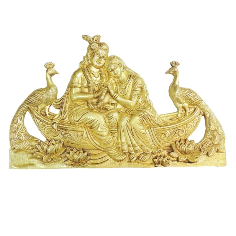 Brass Wall Hanging Radha Krishna, 15 inch