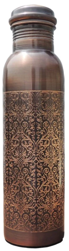 Copper Water Bottle, 11 inch, design BC195-A