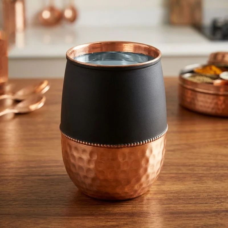 Copper Glass (Gilas) (Damru), 4 inch, Black