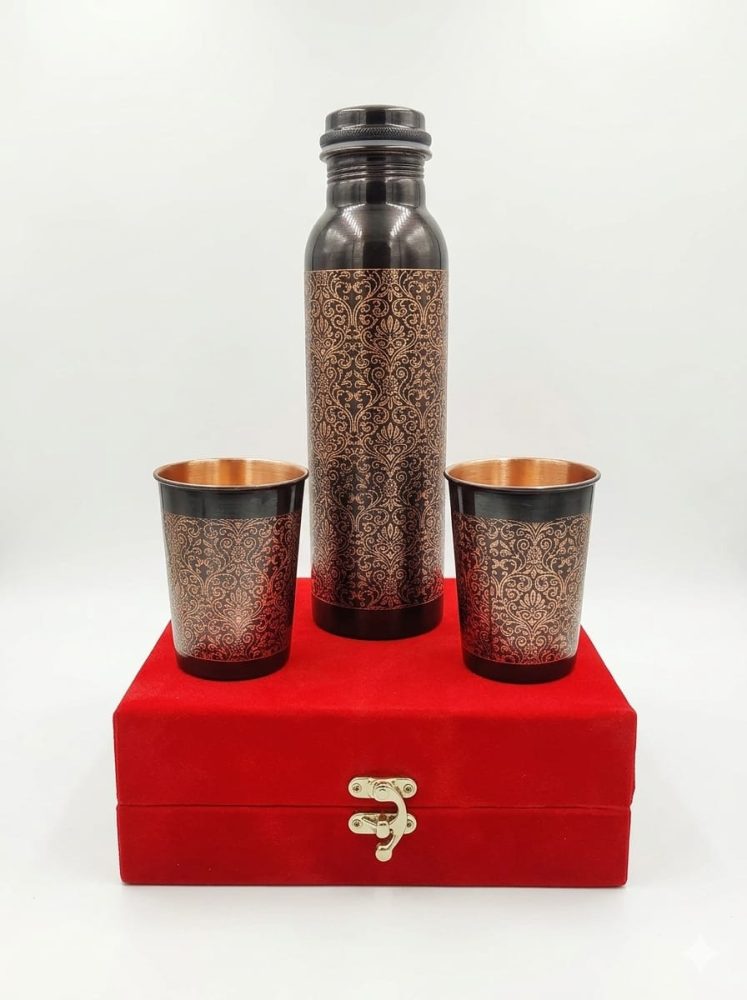 Copper Water Bottle, 900 ml, Vedikcraft Moradabad