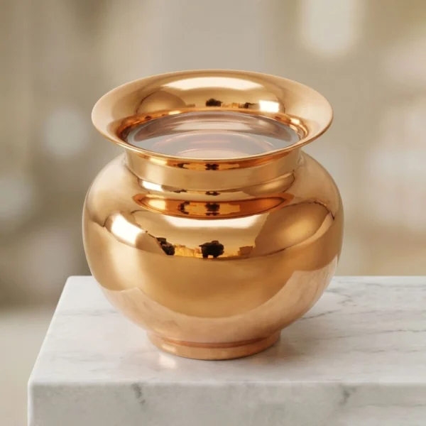 Copper Lota for Pooja, 400 ml, 3.8 inch, Vedikcraft Moradabad