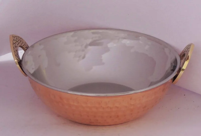 Copper Kadhai, 700 ml, 3 inch (No. 3), stainless steel