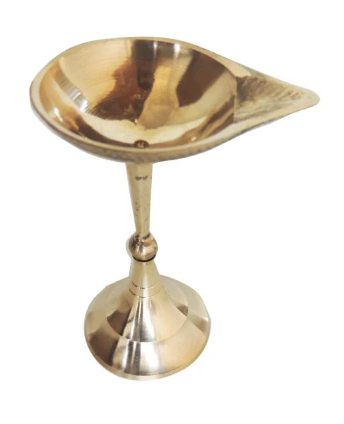 Brass Dandi Stand Diya (Deepak) (Pandeep), 4.5 inch, brass, Vedikcraft Moradabad