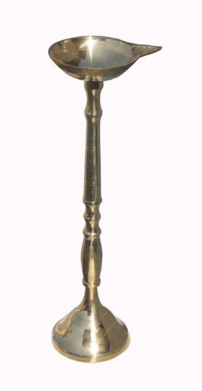 Brass Dandi Stand Diya (Deepak) (Pandeep), 14.5 inch (No. 8)