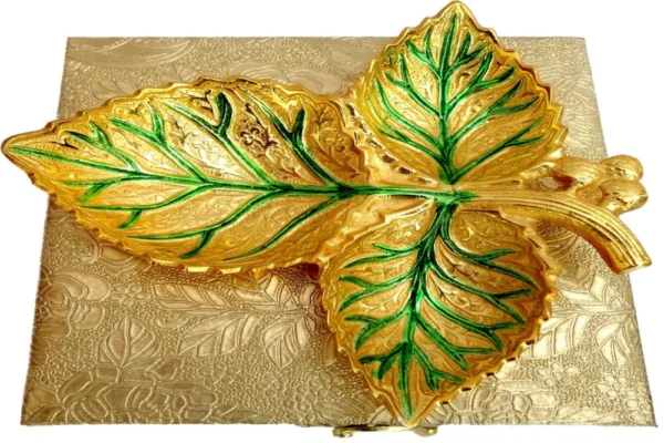 Silver Plated Brass Serving Leaf Platter (Angur), Vedikcraft Moradabad