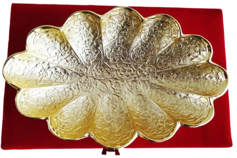 Silver Plated Brass Serving Platter (Kamraqi Dish), 6.5 inch