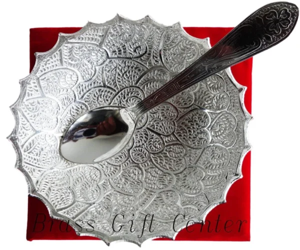 Silver Plated Brass Bowl (Katora Dil), 4 inch, Vedikcraft Moradabad