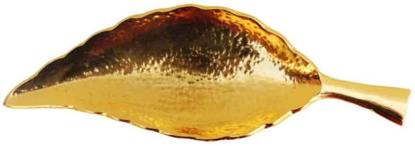 Aluminium Serving Leaf Platter (Neem Hammerd), 13 inch, Vedikcraft Moradabad