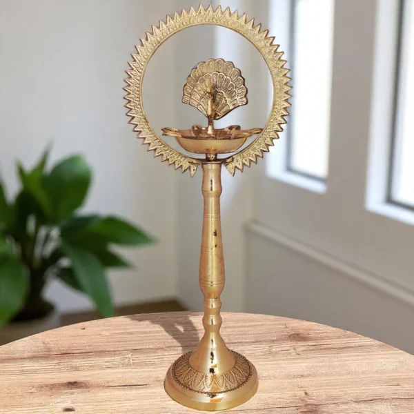 Brass Figure Oil Lamp (Deepak) (More Charkar), brass, Vedikcraft Moradabad