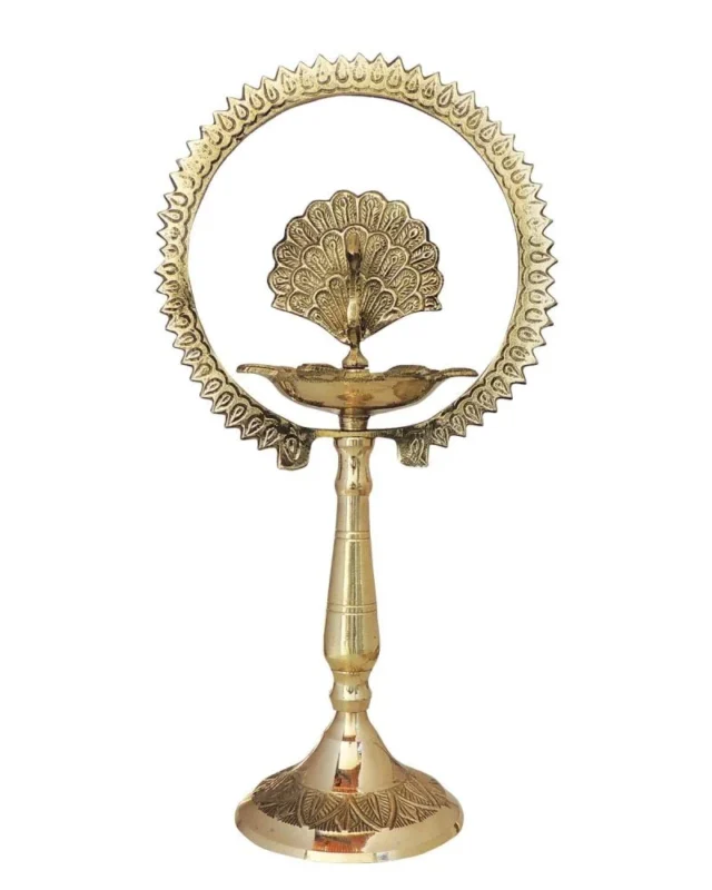 Brass Figure Oil Lamp (Deepak) (More Charkar), 240 g