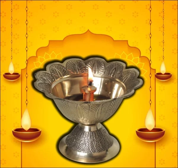 Brass Diya (Deepak) (Das Emboss), brass, Vedikcraft Moradabad
