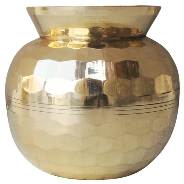Brass Lota for Pooja, 700 ml (Diamond), 4.5 inch, brass, Vedikcraft Moradabad