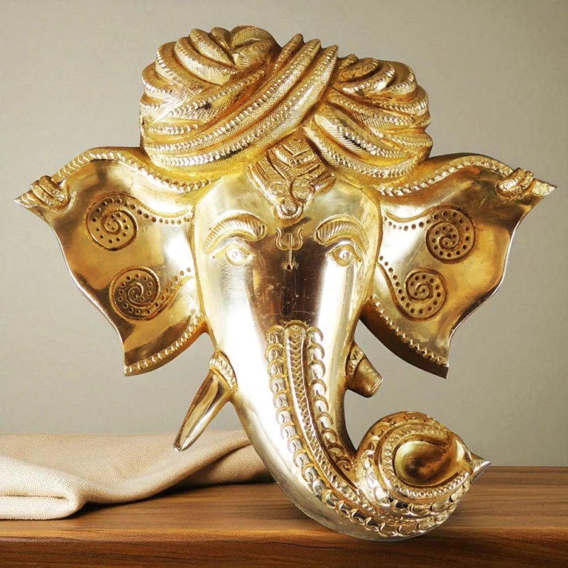 Brass Wall Hanging Ganesh (Face Small), 6 inch