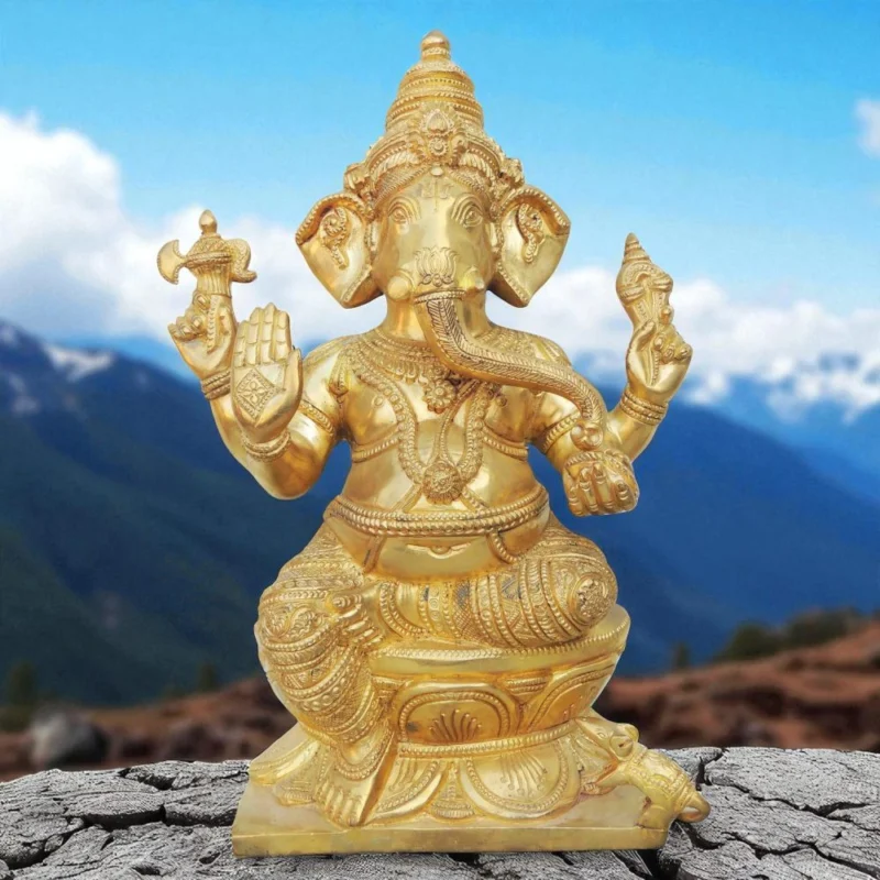 Ganesh Ji Idol in Brass (Ganeshji), 12.5 inch – for Pooja Room