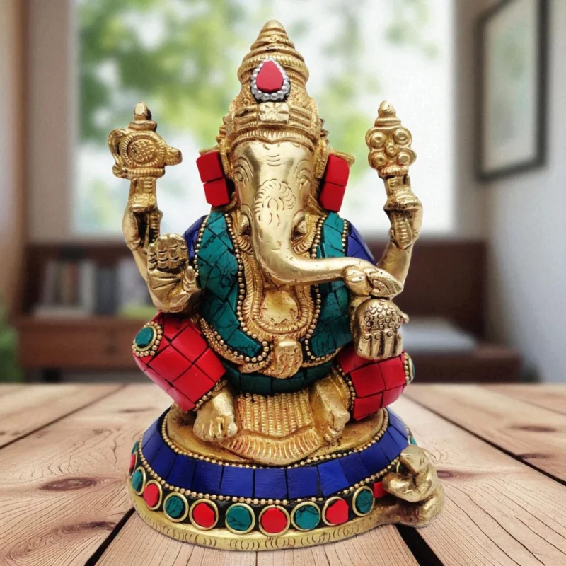 Ganesh Ji Idol in Brass (Ganeshji), 6.5 inch – for Home Mandir