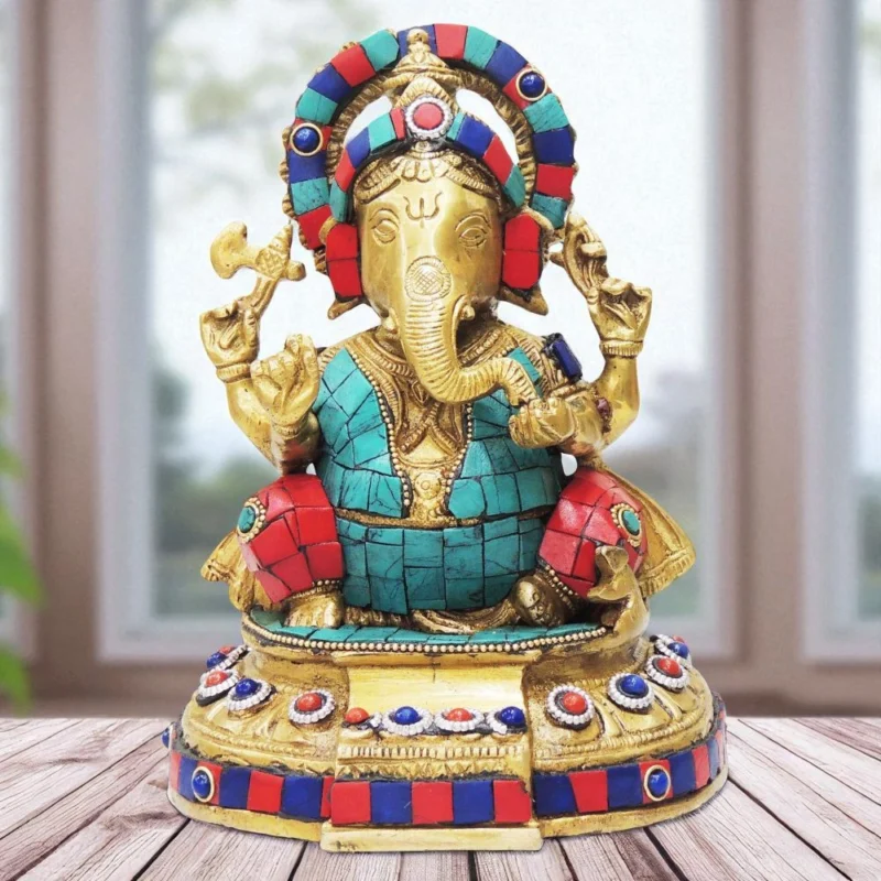 Ganesh Ji Idol in Brass (Ganeshji), 7.5 inch – for Home Mandir