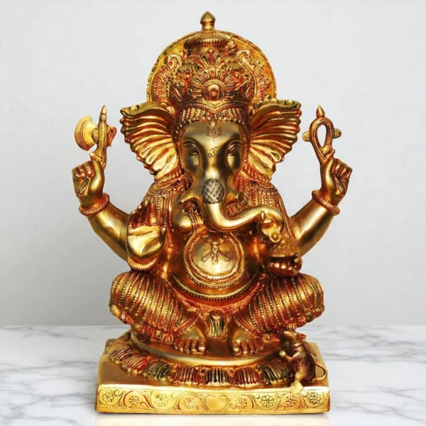 Ganesh Ji Idol in Brass (Ganeshji), 18 inch, 16.87 kg, brass, Vedikcraft Moradabad