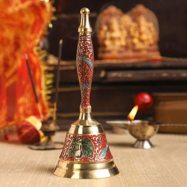 Brass Pooja Bell (Ghanti), 6.5 inch, brass, Vedikcraft Moradabad