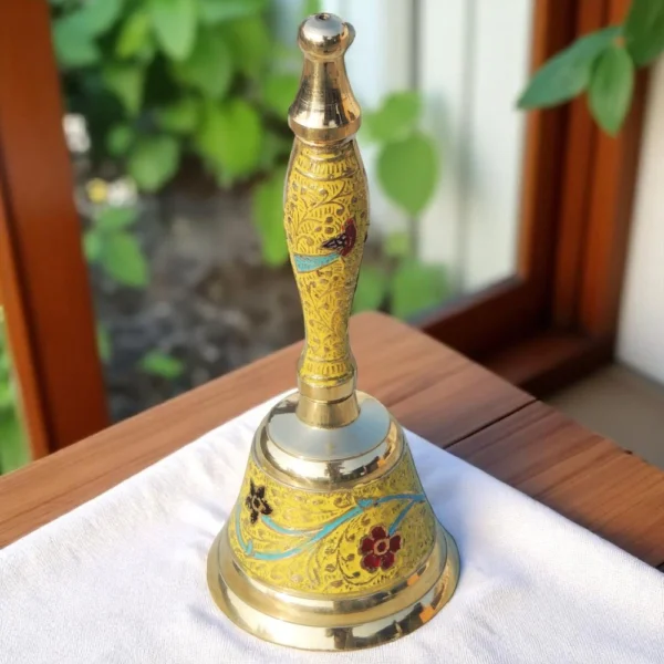 Brass Pooja Bell (Ghanti), 6.2 inch, brass, Vedikcraft Moradabad