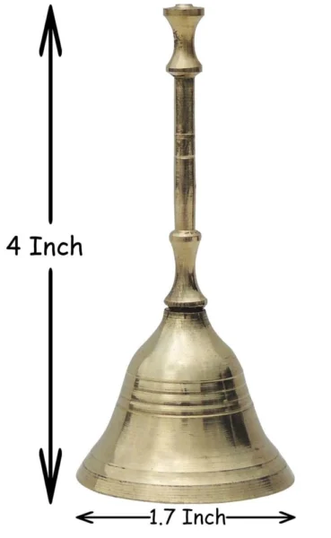 Brass Pooja Bell (Ghanti) (Gol Dandi), 4 inch, brass, Vedikcraft Moradabad