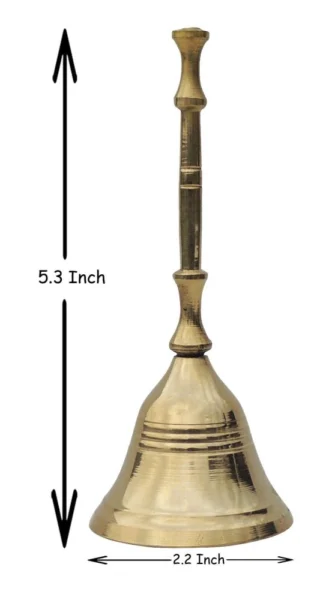 Brass Pooja Bell (Ghanti) (Gol Dandi), 5.3 inch, brass, Vedikcraft Moradabad