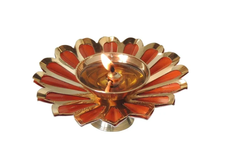 Iron Diya (Deepak), 1.5 inch, Orange