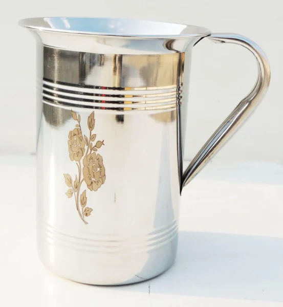 Brass Jug, 1.7 Litre (Lazer Craft Capacity), 7.5 inch, brass, Vedikcraft Moradabad