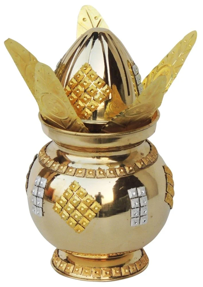Brass Kalash for Pooja, 900 ml (Kalas), 8.5 inch, brass, Vedikcraft Moradabad