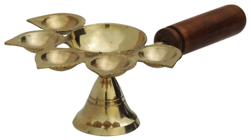 Brass Aarti Diya (Deepak) (Lakdhi Panch Arti) (No. 3)