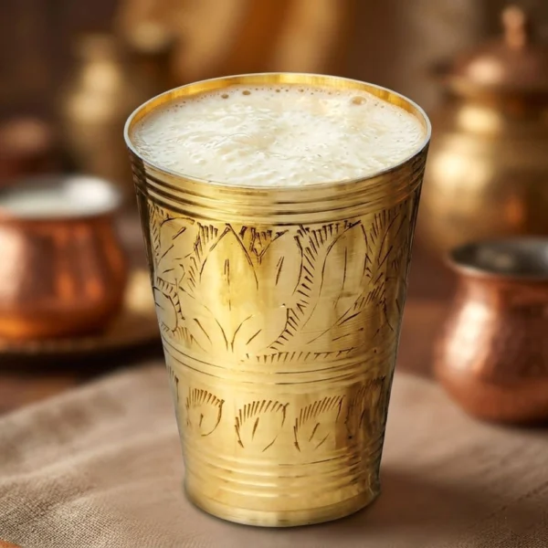 Brass Glass (Gilas), 300 ml (Lassi), brass, Vedikcraft Moradabad