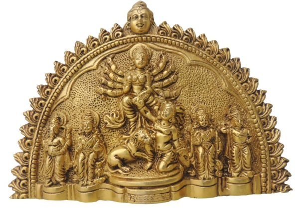 Kali Maa Idol in Aluminium, Wall Hanging (Mahishasur Vardani), 7 inch, Vedikcraft Moradabad