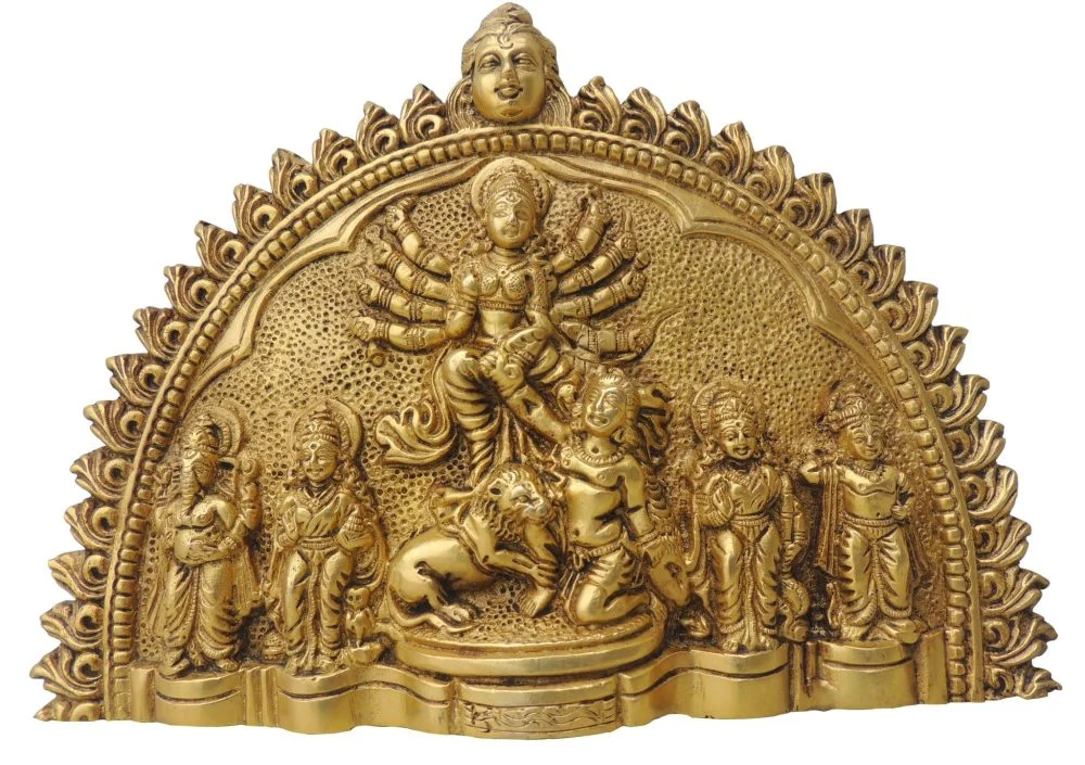 Kali Maa Idol in Aluminium, Wall Hanging (Mahishasur Vardani), 7 inch, Vedikcraft Moradabad