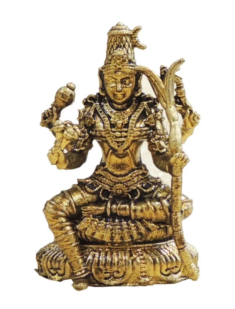 Kamakshi Devi Idol in Brass (Mini), 1.5 inch, brass, Vedikcraft Moradabad