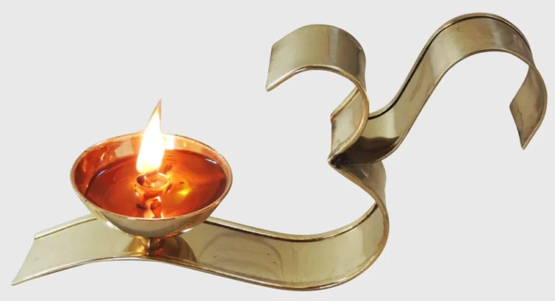 Brass Om Diya (Deepak), 3 inch (No. 2)