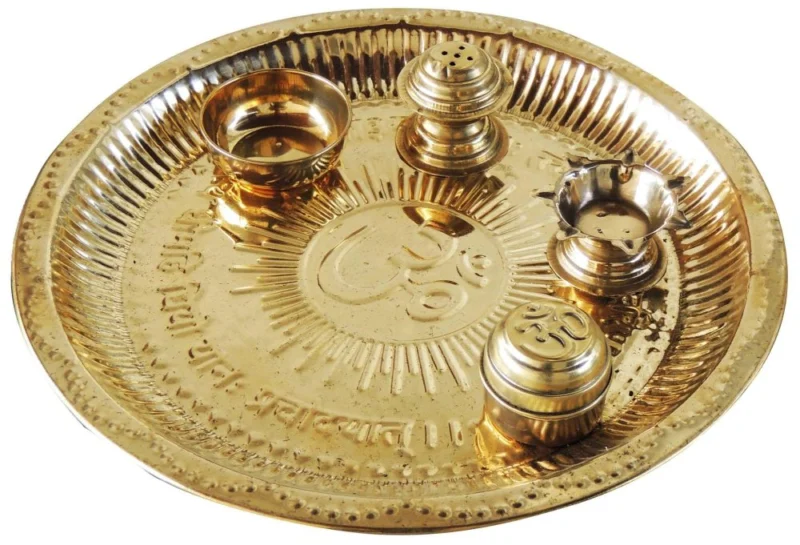 Brass Pooja Thali, 9.5 inch, 200 g